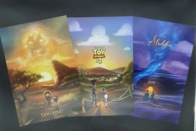 2019 AMC  Disney Lithograph  Art Print Set 19x13 Aladdin Toy  Story 4  Lion King - Image 1 of 3