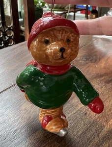 Vintage 1986 Schmid Christmas Ice Skating Bear Ornament - Picture 1 of 5