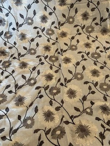 Designer EMBROIDERED Natural LINEN BLEND MULTIPURPOSE HOME DEC FABRIC BTY - Picture 1 of 10
