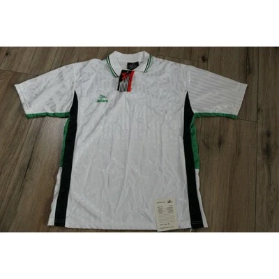 NWOT Rare 90s MITRE White Green Black Soccer Polo Adult Men's Large SAMPLE - Image 1 of 4