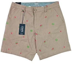 Chaps Mens Twill Shorts 36 Flat Front Classic Fit Stretch Khaki Watermelon $60 - Picture 1 of 5