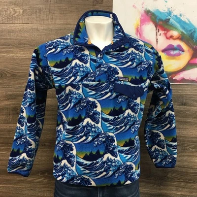 Patagonia Synchilla Snap-T Fitz Roy Hokusai The Great Wave polar para hombre mediano Foto 1 de 4