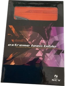 Extreme Teen Bible NCV LeatherSoft Orange Black New Century Version - Picture 1 of 12