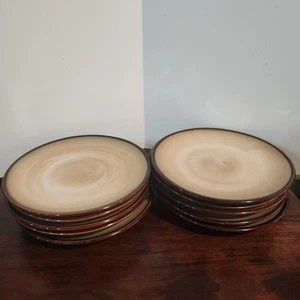 SANGO 4933 NOVA BROWN 7.75" SALAD PLATES *SET OF 10 Rustic Vintage Small Earthy - Picture 1 of 11