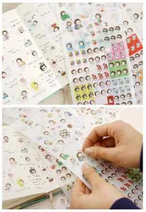 #28 adesivi pvc carino pane ragazza cartone animato quaderno diario decorazione 6 fogli - Foto 1 di 12