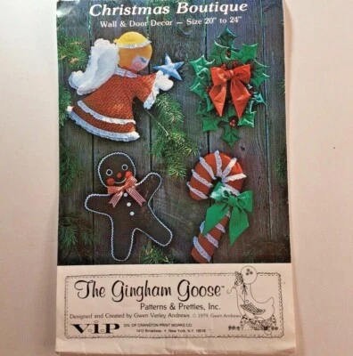 Gingham Goose Christmas Wall Wreath Angel Ginger Candy Sewn New Uncut Pattern - Image 1 of 4