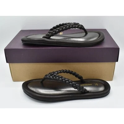 Johnston & Murphy Mujer Talla 7 Zoey Trenzado Negro Guante Chanclas Tanga Sandalias Foto 1 de 4