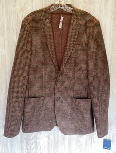 Lands End Comfort First Brown Houndstooth Sport Coat Wool Blend Mens 38 Regular - Picture 1 of 8