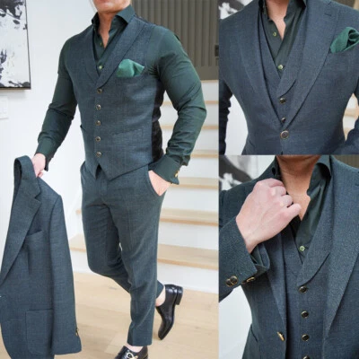 Business Men's Suits 3 Piece Regular Fit Notch Lapel Outdoor Casual Sport Outfit - Image 1 of 4