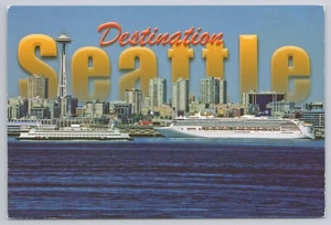 Postcard Skyline view across Elliott Bay Seattle, Washington - Picture 1 of 2