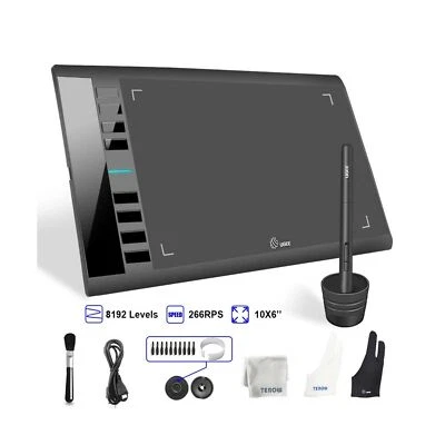 10"x6" Active Area Drawing Graphics Tablet w/ Wireless Pen Digital Art Creation - Image 1 of 4
