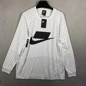 Nike NSW Top Knit Long Sleeve Tee 930325-121 White/Black Men's Size Large - Picture 1 of 11