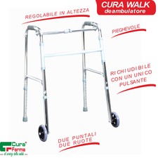 DEAMBULATORE REGOLABILE PER ANZIANI 2 RUOTE IN ALLUMINIO GIRELLO PIEGHEVOLE
