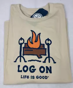Men's Life is Good Long Sleeve T Shirt Large Log On - Picture 1 of 1