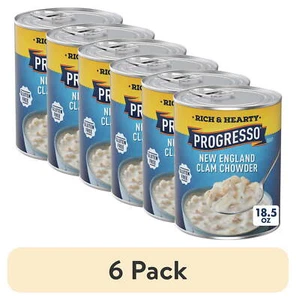 (6 pack) Progresso New England Clam Chowder Soup, Rich and Hearty Canned Soup - Picture 1 of 13
