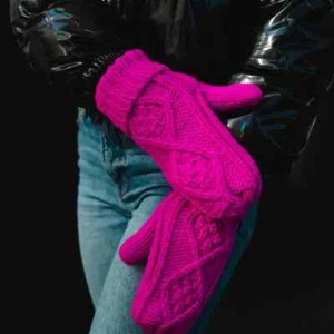 PANACHE APPAREL MITONES DE PUNTO CABLE ROSA M-152 NUEVOS OTOÑO/INVIERNO 2023 - Imagen 1 de 4
