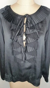 DAY BIRGER ET MIKKELSEN BLOUSE, BLACK, PLEATED FRILL NECK, SIZE 38, NEW WITH TAG - Bild 1 von 7