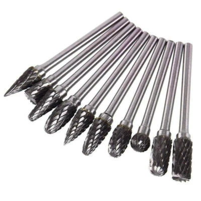 10pcs 1/8" Tungsten Carbide Burr Rotary Drill Bits Tool Cutter Files Set Shank - Image 1 of 4