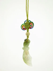 Chinese Natural Variegated Jade Hanging Charm Amulet Feng Shui - Sword #859 - Picture 1 of 2