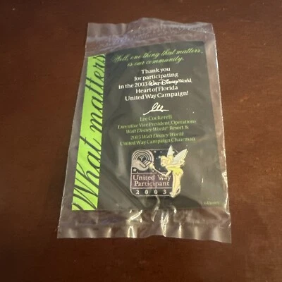 Tinker Bell WDW 2003 United Way Participant Pin Walt Disney World  - Image 1 of 4