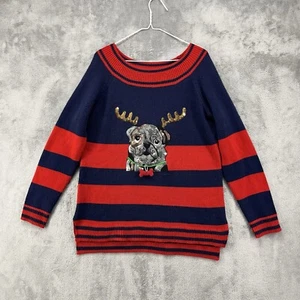 Holiday Time Sweater Womens Large Multicolor Dog Antlers Sequin Ugly Christmas - Picture 1 of 13