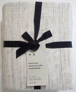 NWT WEST ELM FULL/QUEEN DUVET COVER 88"x92" WASHED MELANGE JACQUARD - Picture 1 of 8