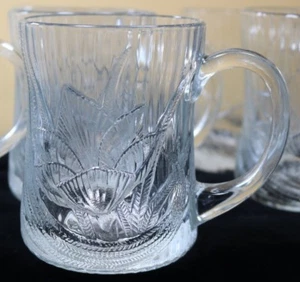 Arcoroc Canterbury Crocus Clear Glass Mugs 10 oz Textured Ribbed Set of 9 - Picture 1 of 4