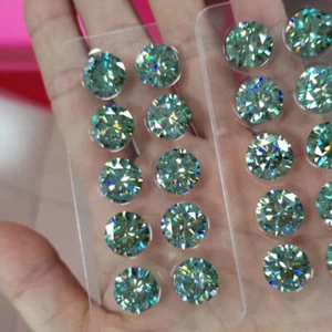 3.0~10mm Cyan Blue Round Excellent Loose Moissanite Stone With GRA Certificate - Picture 1 of 8