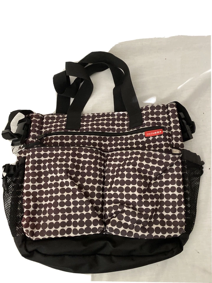 Skip Hop Duo Signature Diaper Bag Brown Geometric Design Stroller Straps Zip Up - Image 1 of 4