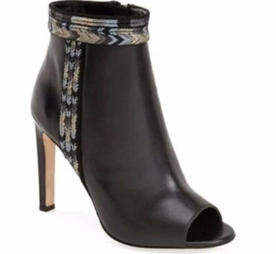 NEW! Cynthia Vincent Anthropologie 5.5 Winona Black Leather Booties Heels  $295 - Image 1 of 4