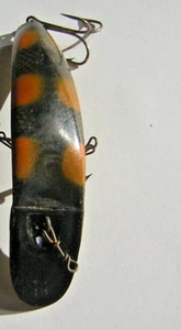 Vintage Wood Flatfish T4 Black & Orange crankbait lure - Picture 1 of 3