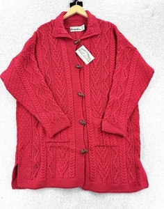VTG Aran Crafts Made In Ireland Wool Sweater Cardigan Coat Women’s Size XXL NWT! - Picture 1 of 8