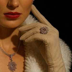 VAN RAALTE 1950s VINTAGE COTTON BLEND GLOVES SIZE 7 – ECRU EMBROIDERED NEW - Picture 1 of 6