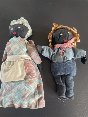 Pair Antique Primitive African American Rag Dolls Primitive PRICE REDUCED - Image 1 of 4