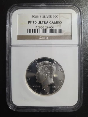 2005 S PROOF SILVER KENNEDY HALF DOLLAR NGC PF70 UCAM CLASSIC BROWN LABEL  - Image 1 of 4