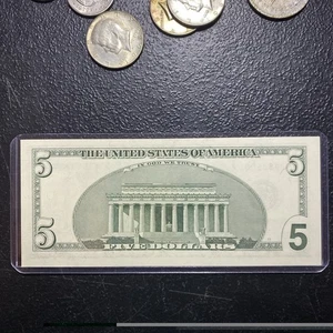 💎 RARE $5 FRN 2003 Crisp UNC ERROR REVERSE Shifting /Cutting/Ink F/B See Pics - Picture 1 of 13