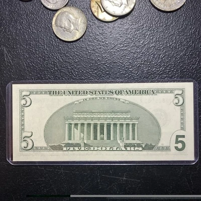 💎 RARE $5 FRN 2003 Crisp UNC ERROR REVERSE Shifting /Cutting/Ink F/B See Pics - Image 1 of 4