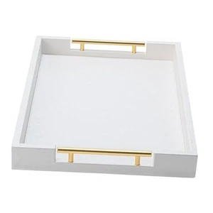 Decorative Tray for Coffee Table, Modern Large Ottoman 17" x 12" x 2" White - Picture 1 of 8