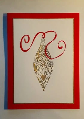 9 Crane & Co Gold Filigree Ornaments Blank Cards, Red Envs, Pls See Description - Image 1 of 4