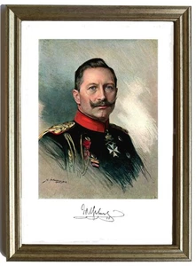 Kaiser-Wilhelm II. . Aquarelldruck n. Fechner. Berliner Leiste, gerahmt - Picture 1 of 1