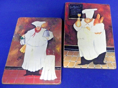Jennifer Garant Juego de 2 Placas de Pared de Madera Fat Chefs 8" x 6" Foto 1 de 4