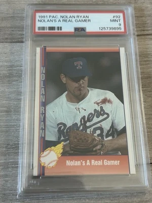 1991 PACIFIC NOLAN RYAN #92 NOLAN'S A REAL GAMER PSA 9 Mint  Blood - Image 1 of 2