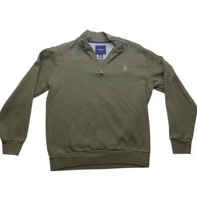 U.S. Polo Assn. Sweater Mens Medium 1/4 Zip Pullover Embroidered Logo Green - Image 1 of 4