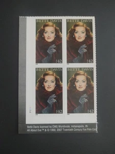 US Stamps SC # 4350 Bette Davis, Plate Block Of 4.  MNH. Free Shipping! - Picture 1 of 2