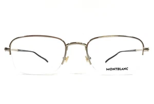 Montblanc Eyeglasses Frames MB0131O 002 Polished Gold Square Half Rim 52-20-145 - Picture 1 of 13
