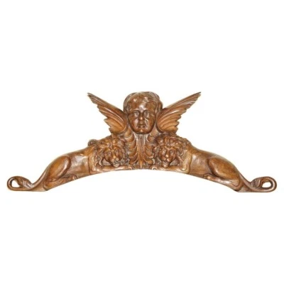 IMPORTANT 18TH CENTURY CIRCA 1720 OAK CARVED SURMOUNT OF REGAL LIONS & A PUTTI - Image 1 of 4