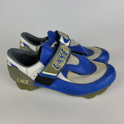 Zapatos de ciclismo Lake para hombre sujetadores de gancho y bucle azules parte superior baja 10 Foto 1 de 4
