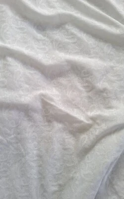 VINTAGE WHITE PAISLEY COTTON LACE FABRIC - image 1 of 4