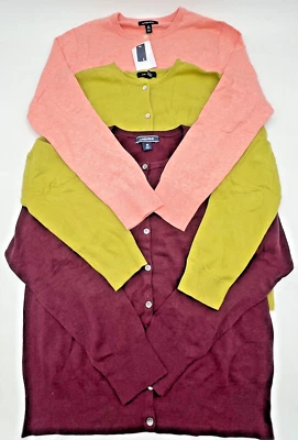 (3) LANDS END 96% BAUMWOLLE CARDIGAN SWEATERS WOMENS M 10-12 GREEN, CORAL, BROWN - Image 1 of 4