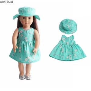 Ropa floral verde campo para muñeca americana de 18" vestido de flores sombrero trajes - Imagen 1 de 6